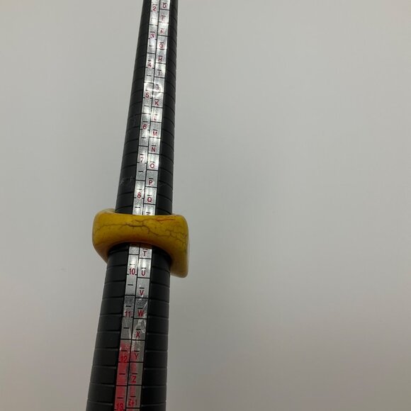 Vintage Chunky Handmade Mustard Yellow Ceramic Ring Plus Size 9-9.5 - Picture 5 of 6